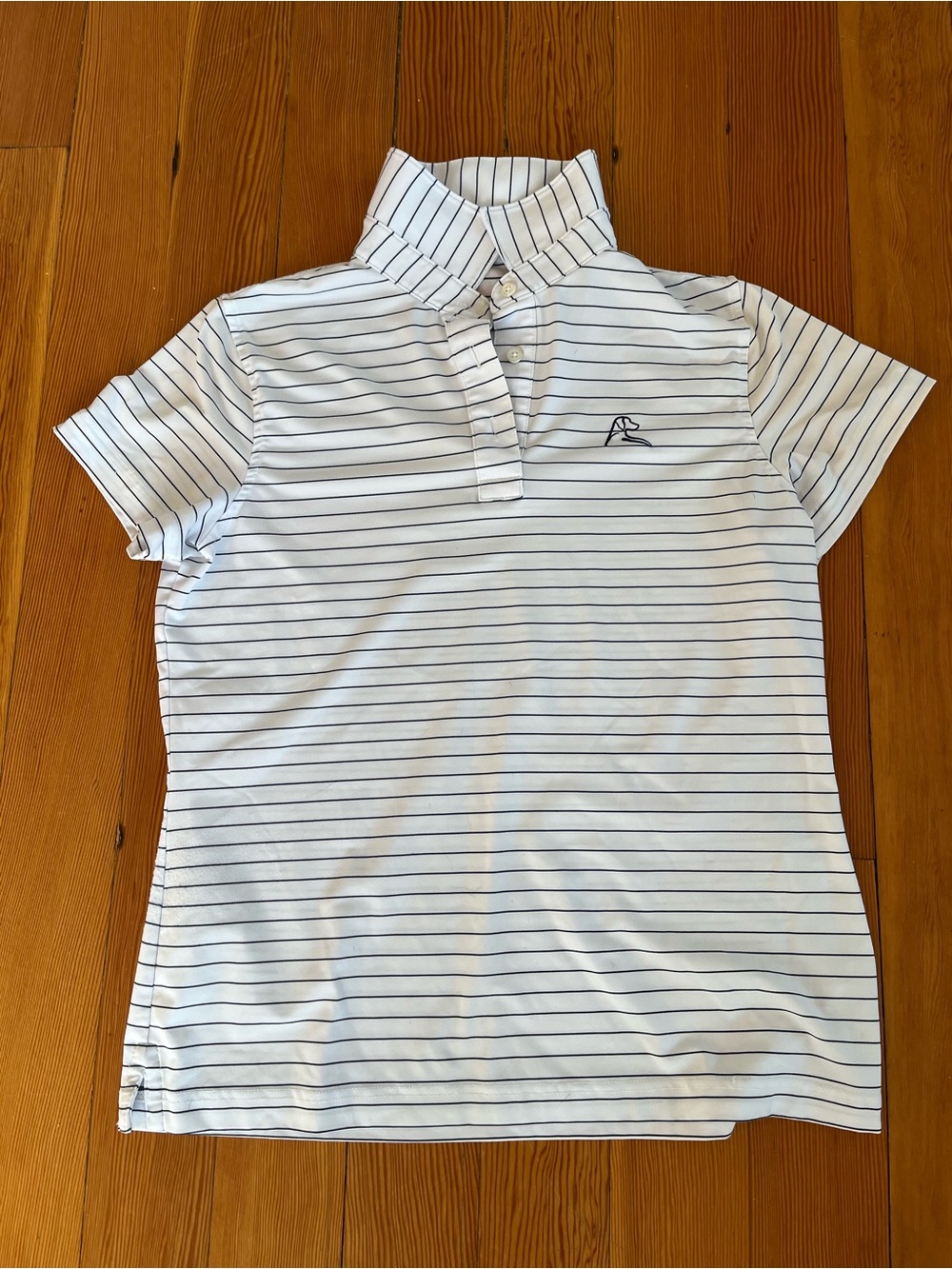 Rhoback White and Navy Striped Short Sleeve Polo- Tennis